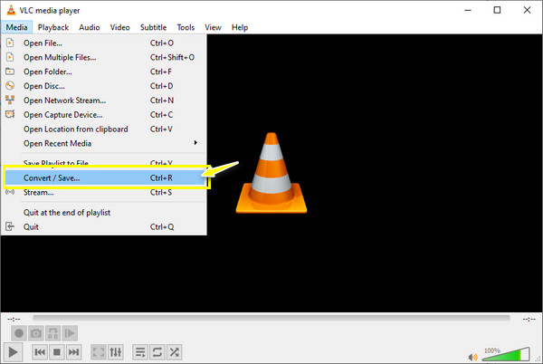 VLC Haga clic en Convertir Guardar