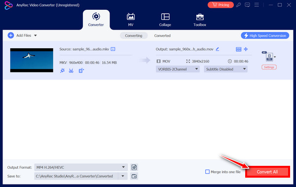 Anyrec Converter MKV para MOV