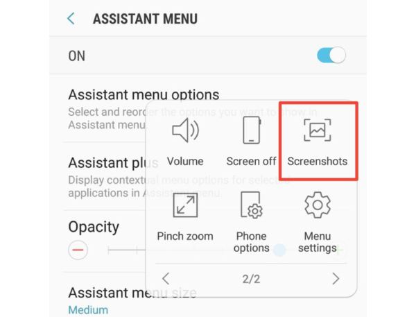 Assistent-menu Schermafbeeldingen vastleggen Samsung