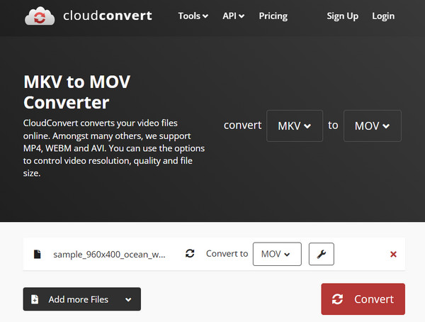 CloudConvert MKV から MOV へ