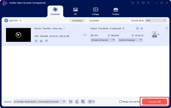 Pretvorite MPG datoteke Anyrec