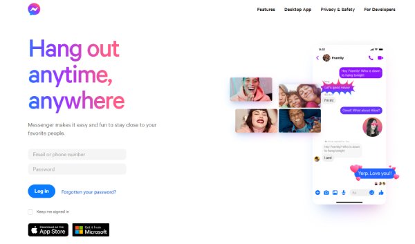 Site-ul Facebook Messenger