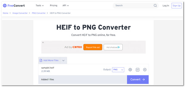 Converti HEIF in PNG gratuitamente