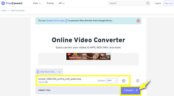 Convertir gratuitement MPG en MP4