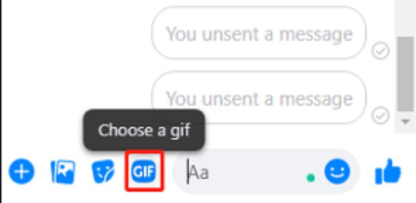 GIF-ek küldése Messenger Desktop