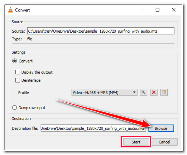 VLC Select Folder Click Start