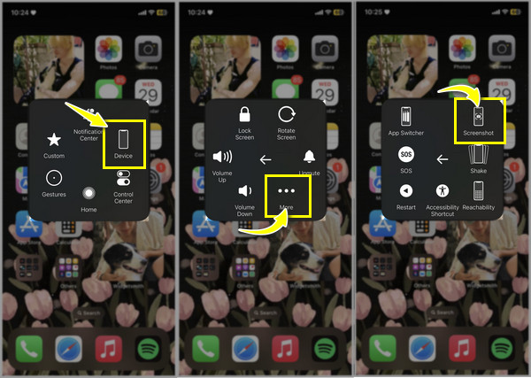Captură de ecran tactilă de asistență pe Iphone