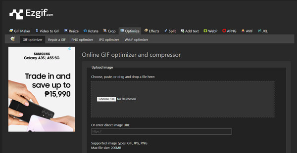 Compresser un GIF avec Ezgif