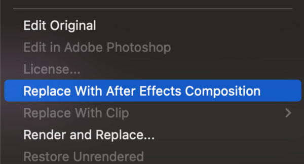 使用 After Effects 合成进行替换