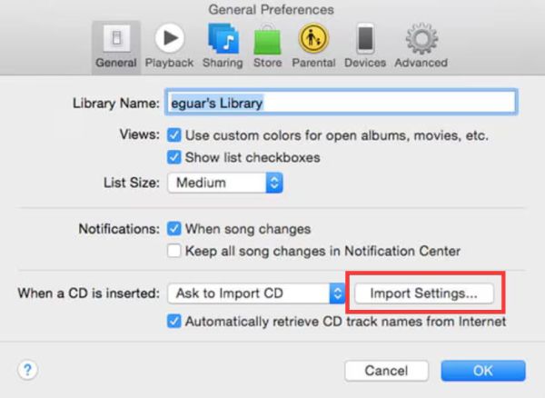 Importar configuración de iTunes