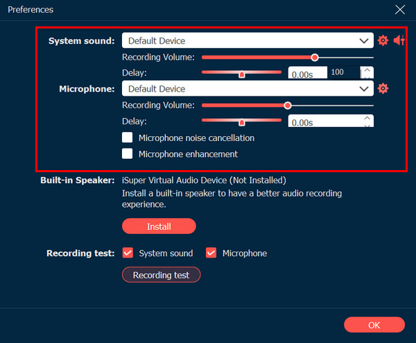 Anyrec Establecer configuración de audio