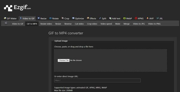 Convertidor de GIF a MP4 de Ezgif