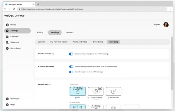 Webex Recording Settings