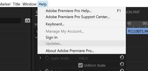 更新 Premiere Pro