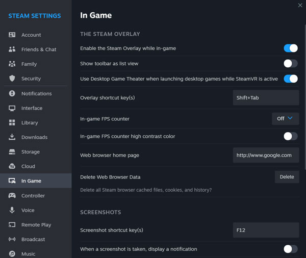 Steam Overlay'i etkinleştir