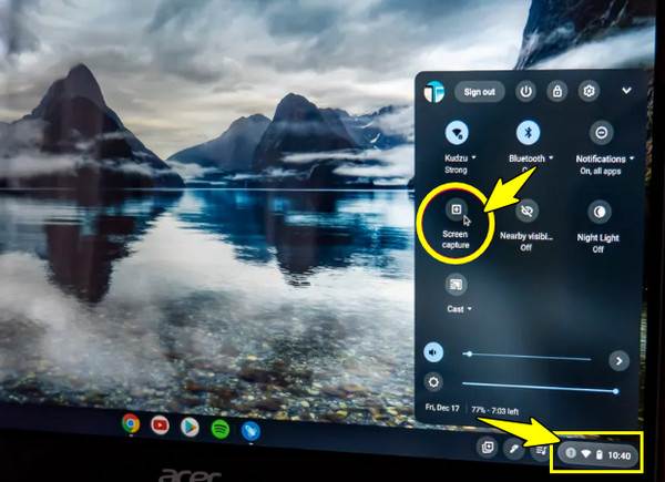 Chromebook 上无按键的屏幕截图