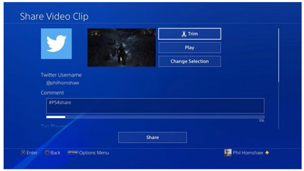 ビデオクリップを共有 Ps4
