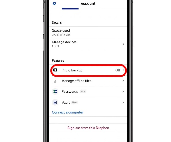 Dropbox バックアップ写真
