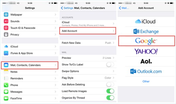 Gmail Déplacer des données vers l'iPhone