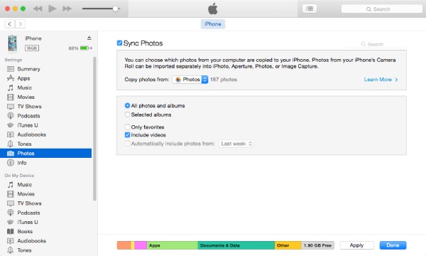 iTunes Déplacer des données vers l'iPhone