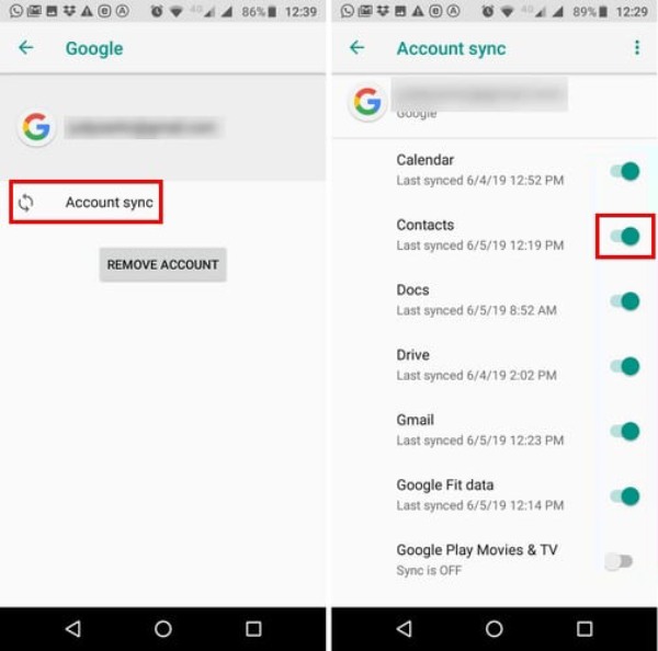 Ouvrir la synchronisation avec l'iPhone