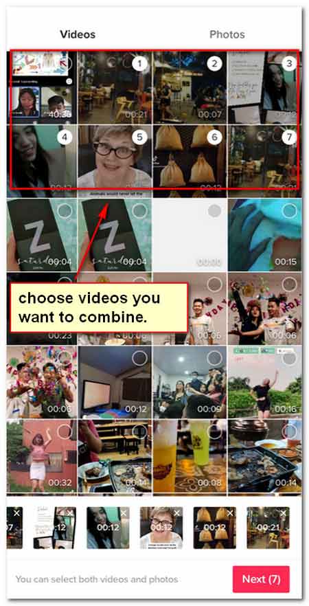 टिकटोक एकाधिक वीडियो एकाधिक वीडियो चुनें