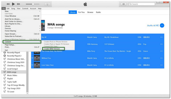 สร้างเวอร์ชัน WAV iTunes