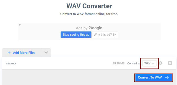 FreeConvert Wandeln Sie MOV in WAV um