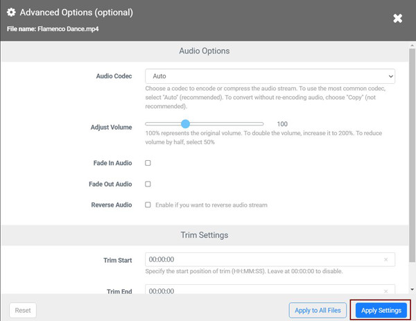 Adjust Settings FreeConvert