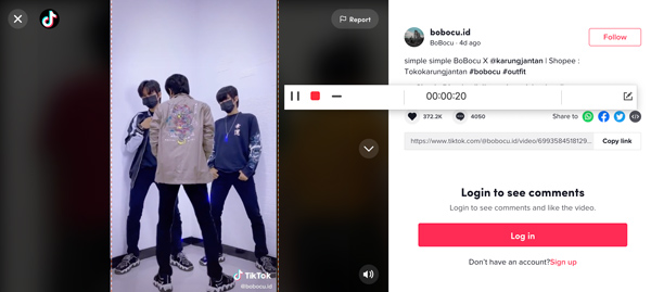 บันทึกใน Tiktok ออนไลน์