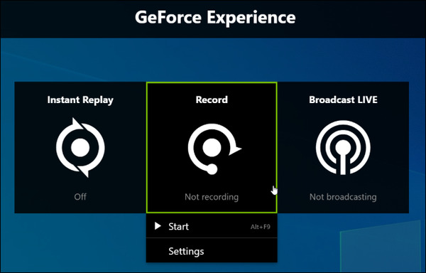 NVIDIA Geforce Expericence Pokreni snimanje