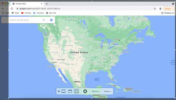 Captura de pantalla de Google Maps Mac