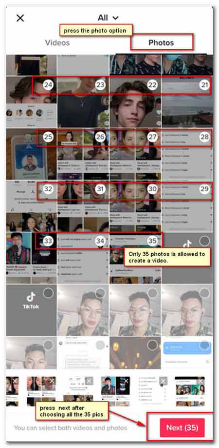 Tiktok-bilder begrenset til 35 bilder