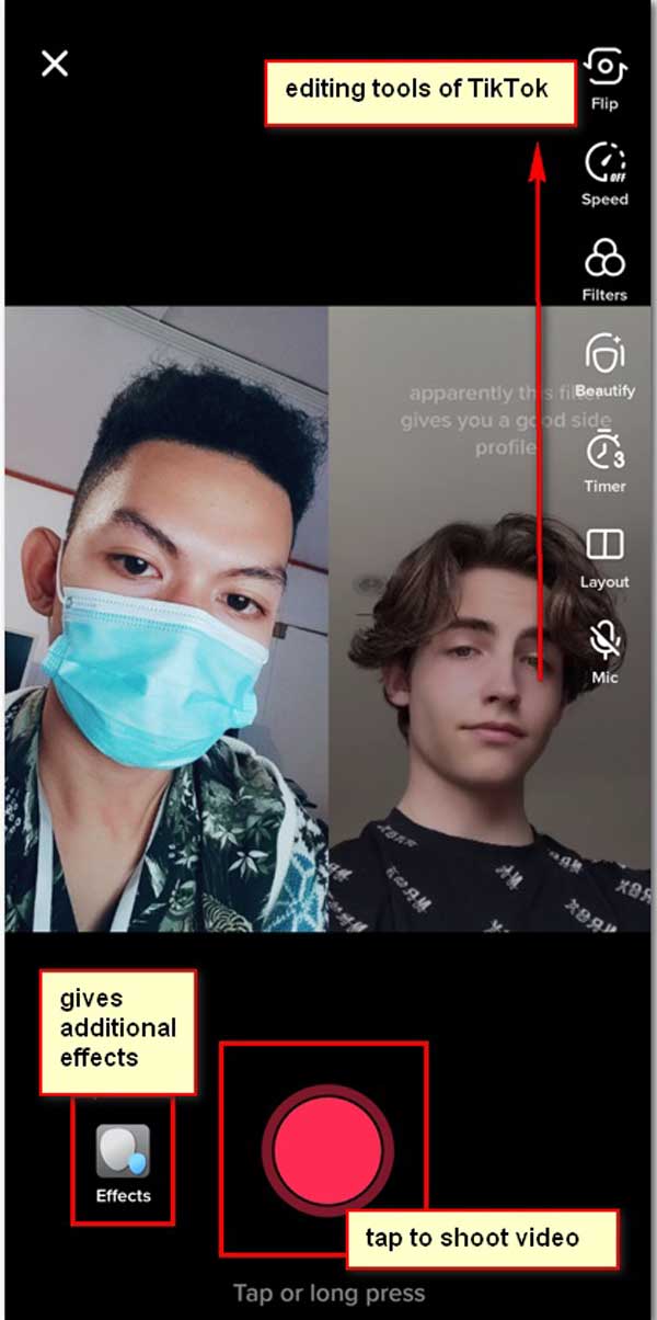 TikTok Duet ถ่ายและตัดต่อ