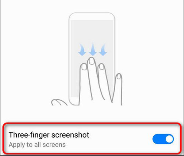 Ba ngón tay cử chỉ Chụp ảnh màn hình Android