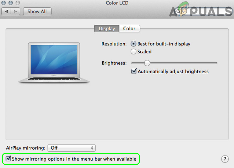 Airplay Menü Çubuğu Mac'i Etkinleştir