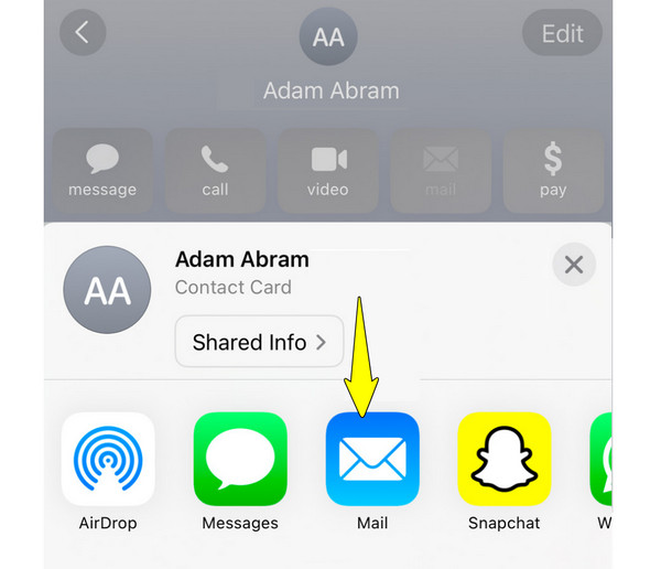 Trasferisci i contatti tramite e-mail o messaggio da iPhone a iPhone