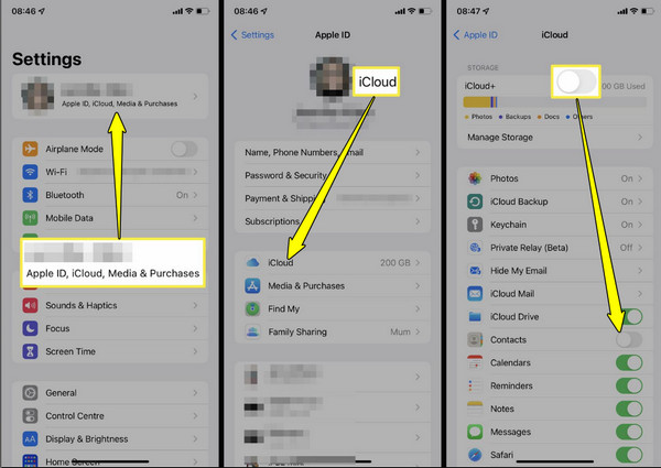 Trasferimento di sincronizzazione iCloud Trasferisci i contatti da iPhone a iPhone
