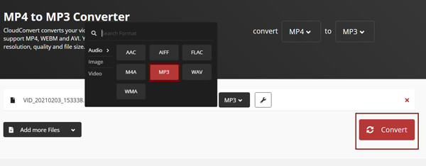 MPEG kepada MP3 CloudConvert