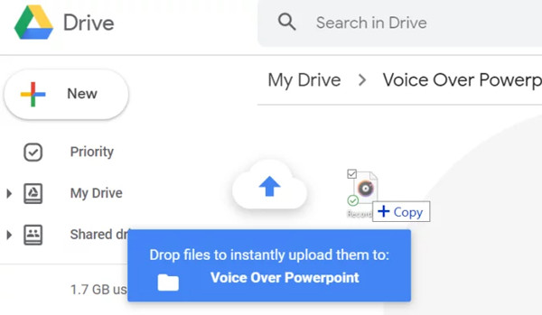 เพิ่มไฟล์เสียงไปยัง Google Drive