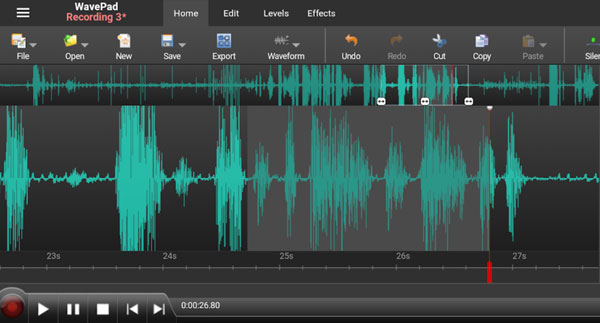 Gravação de tela do Wavepad