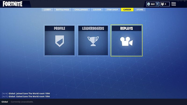 الوصول إلى إعادات Fortnite