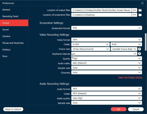 Output Settings