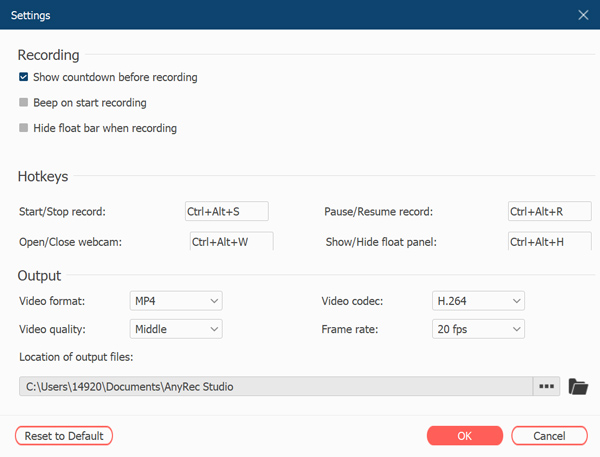 Recording Preferences