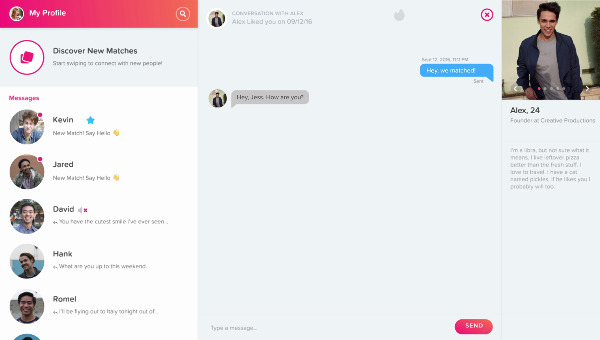 Chat desktop di Tinder