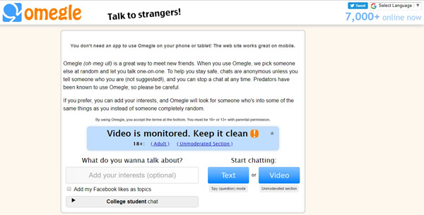 Omegle chat room