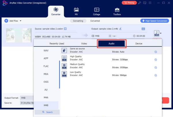 Tetapkan Format Audio