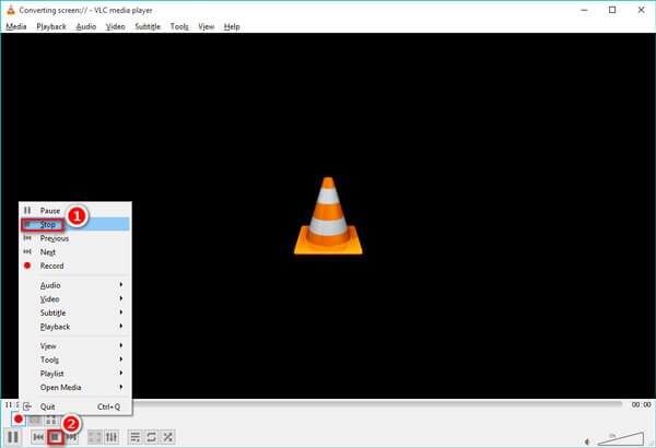 停止 VLC 屏幕录制